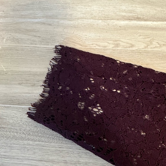 City Chic NWT Elegant Lace Midi Dress Bordeaux Long Sleeve Draped Skirt -Size 18 - Picture 8 of 11